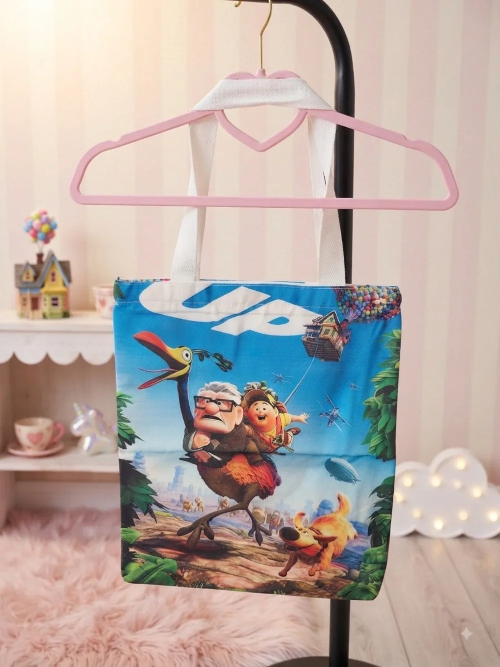 Kids Blue 'Up' Movie Print Tote Bag with White Handles